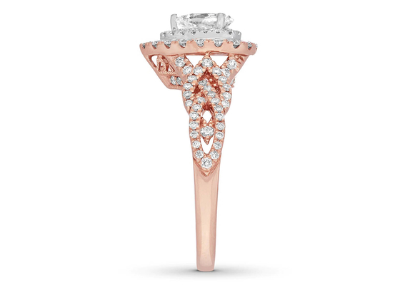 coupe de poire de Ring Set 7.0mm de 7ct 8ct 18K Rose Gold Ring, de fiançailles et de mariage