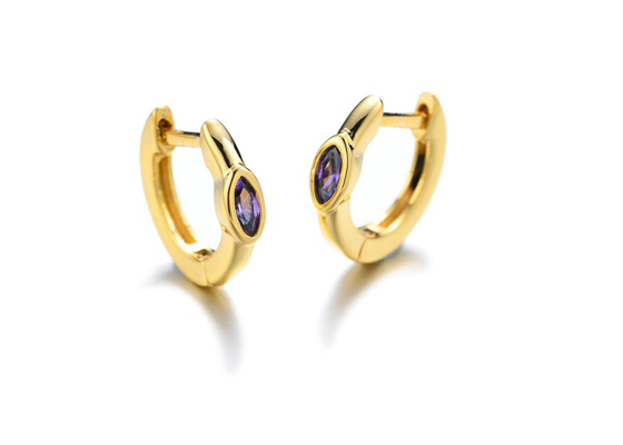 Dimension de Marquise Cut Inner 8.5mm Oouter 11.5mm de boucles d'oreille d'or du cercle 9K de Huggie