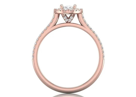 18K ovale Rose Gold Ring, 0.50Ct Diamond Engagement Ring 6.37x4.46x2.79mm