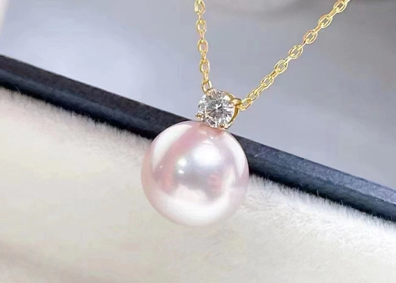 collier d'eau douce simple de la perle 2ct, 0.03ct Diamond Accent Necklace