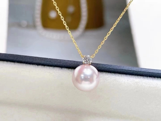 collier d'eau douce simple de la perle 2ct, 0.03ct Diamond Accent Necklace
