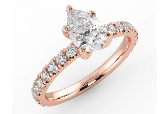 ODM de certificat de Wedding18K Rose Gold Ring Pear Cut 0.80ct DGC