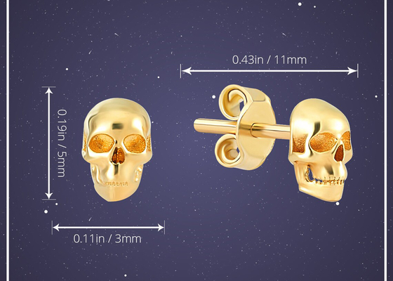 Main de fourche des boucles d'oreille 3×5MM de crâne d'or d'anniversaire plaçant le type ODM