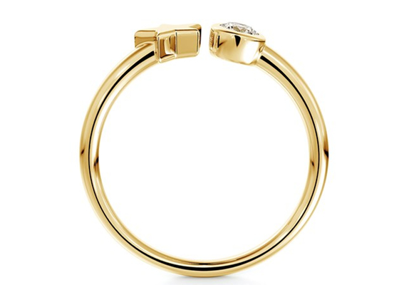 anneau rond de 3.5mm Moissanite, 0,16 ODM d'anneau de mariage d'or du carat 9k