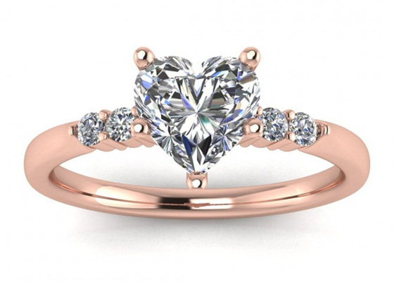 dimension du diamant 6MM de Ring Heart Shape With Lab d'argent de 0.8ct 9K