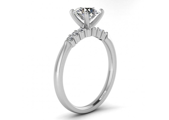 dimension du diamant 6MM de Ring Heart Shape With Lab d'argent de 0.8ct 9K