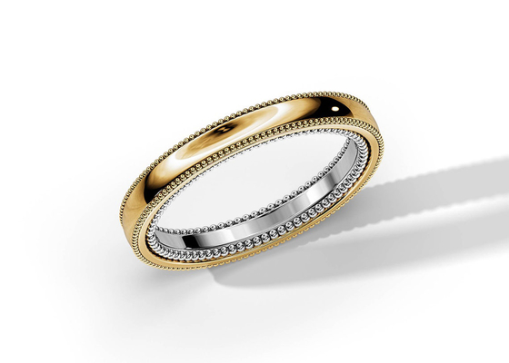 ODM 2 Tone Gold Engagement Rings, OEM d'anneau d'alliance d'or de 4MM 5MM 6MM