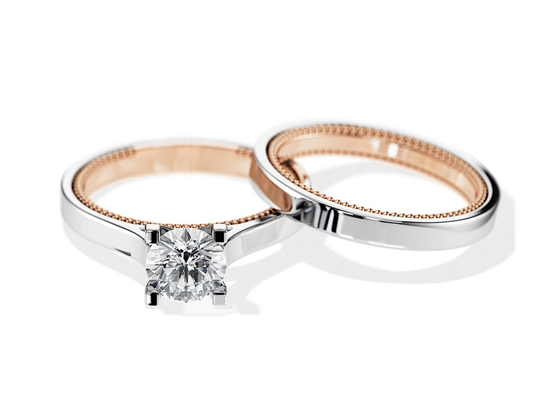 Deux anneau d'or de Tone Color 9K 7.5MM avec le diamant de 1.5ct Moissanite