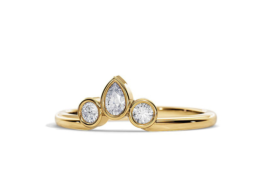0.4CT alliance en forme de V avec la bague de fiançailles, OEM empilable de 2MM Diamond Rings