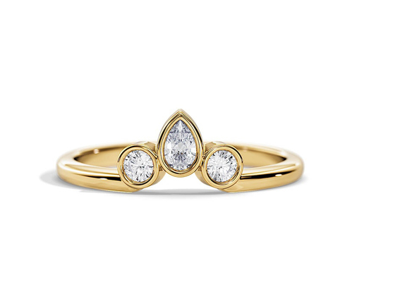 0.4CT alliance en forme de V avec la bague de fiançailles, OEM empilable de 2MM Diamond Rings
