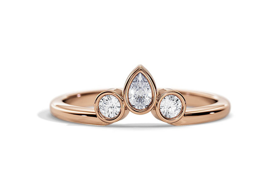 0.4CT alliance en forme de V avec la bague de fiançailles, OEM empilable de 2MM Diamond Rings