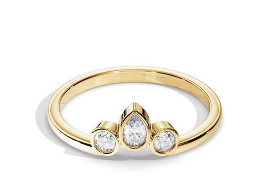0.4CT alliance en forme de V avec la bague de fiançailles, OEM empilable de 2MM Diamond Rings
