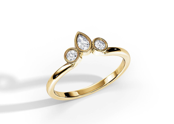 0.4CT alliance en forme de V avec la bague de fiançailles, OEM empilable de 2MM Diamond Rings