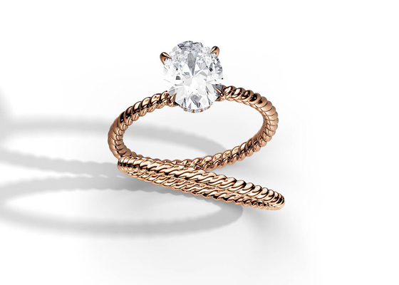 Anneau d'or ovale de la coupe 9K 1.5ct 6×8MM avec la fourche de Moissanite plaçant le type