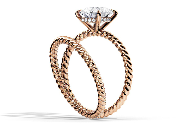 Anneau d'or ovale de la coupe 9K 1.5ct 6×8MM avec la fourche de Moissanite plaçant le type