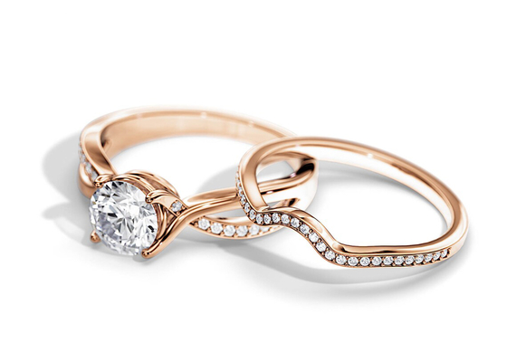 couleur de moyenne de 1.25ct Rose Gold Moissanite Engagement Rings VS1 SI1 SI2