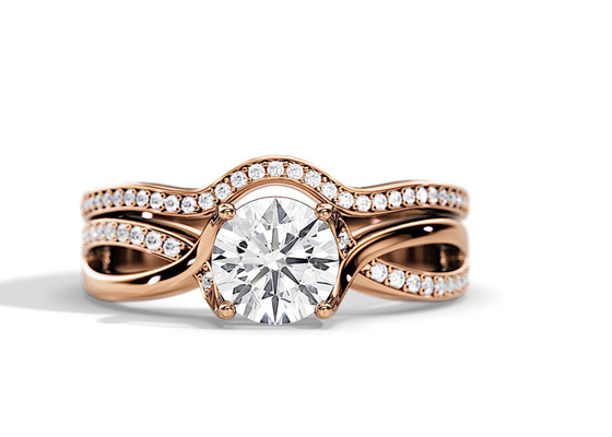 couleur de moyenne de 1.25ct Rose Gold Moissanite Engagement Rings VS1 SI1 SI2