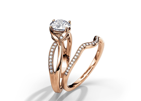 couleur de moyenne de 1.25ct Rose Gold Moissanite Engagement Rings VS1 SI1 SI2