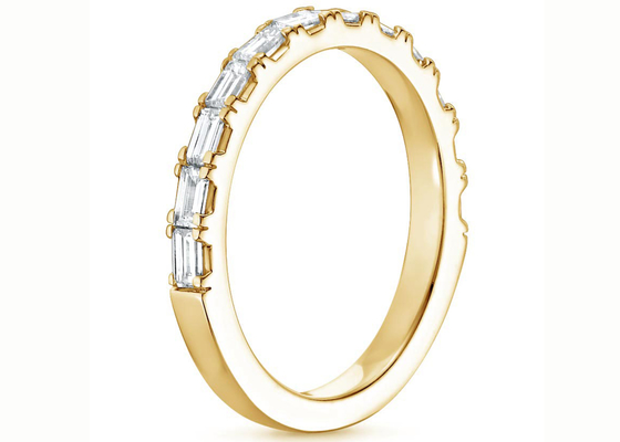 Pavez la demi baguette Diamond Wedding Band, l'or 14k Diamond Ring jaune de 2.0mm-2.3mm