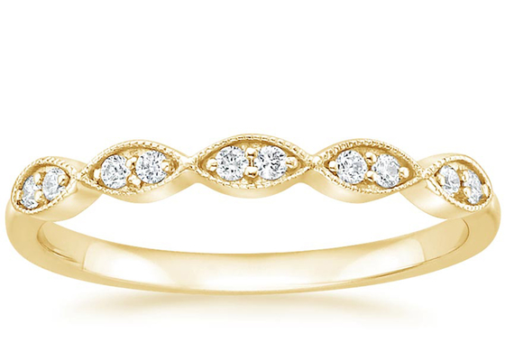 Barre de taille de l'anneau 1mm-2mm de bijoux d'or jaune de Marquise Shape 14K plaçant le type