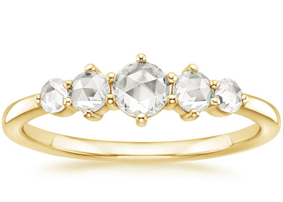 Taille différente Rose Cut Diamond Engagement Ring, 0.49ct 4mm Diamond Ring