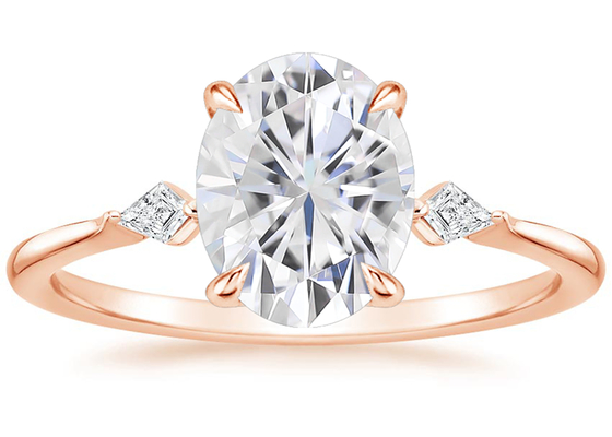 diamètre OV7×9mm 2.1ct d'anneaux de 10K Rose Gold Oval Moissanite Engagement