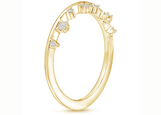 Aalternating classe le diamant naturel jaune de Ring With 0.15ct VS1 2mm de bijoux de l'or 14K