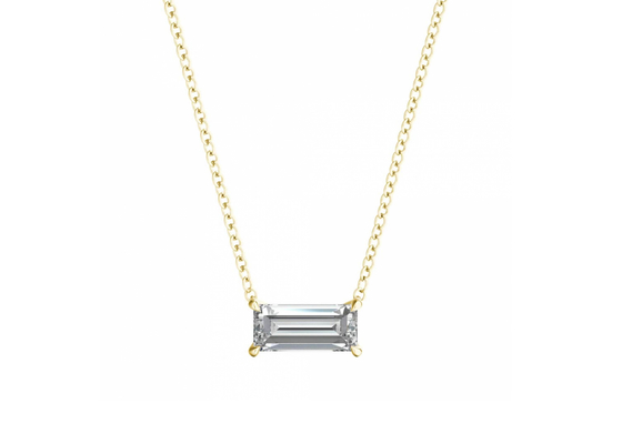 La baguette a coupé des colliers de l'or 14K avec le diamant de solitaire de 0.5ct 5×7mm