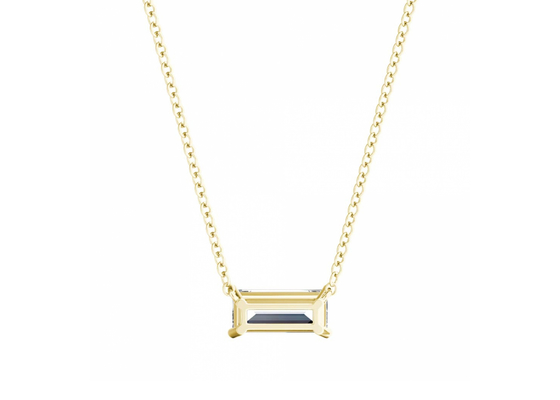 La baguette a coupé des colliers de l'or 14K avec le diamant de solitaire de 0.5ct 5×7mm