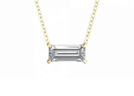 La baguette a coupé des colliers de l'or 14K avec le diamant de solitaire de 0.5ct 5×7mm