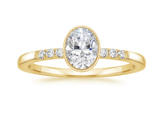 Or jaune Diamond Ring, ODM des femmes 10k d'OEM ovale de Diamond Engagement Ring de laboratoire