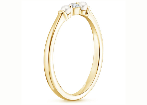 ODM de taille de perle et de Diamond Wedding Ring 2mm de l'or 14K jaune