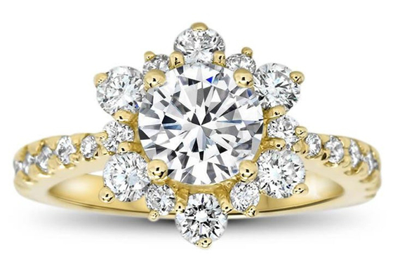 Le flocon de neige a inspiré le poids argenté de la taille 1.0ct de 9K Ring With Lab Diamond RD6.5MM