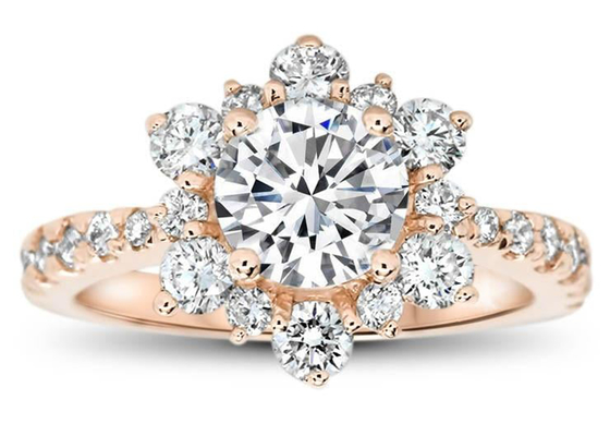 Le flocon de neige a inspiré le poids argenté de la taille 1.0ct de 9K Ring With Lab Diamond RD6.5MM