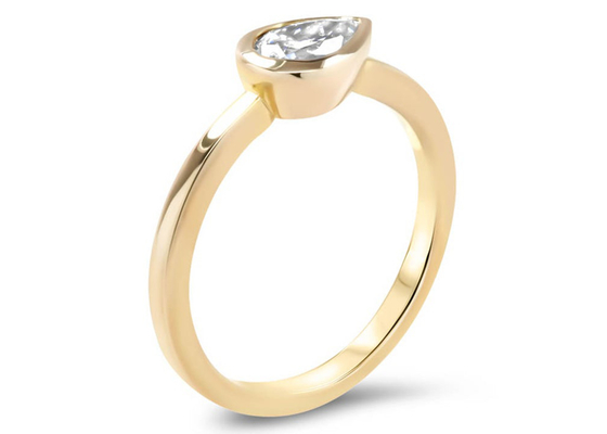 anneau de mariage de l'or 0.77ct jaune, bague de fiançailles d'ensemble d'encadrement d'ODM pour Madame