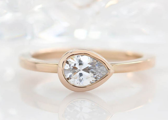 anneau de mariage de l'or 0.77ct jaune, bague de fiançailles d'ensemble d'encadrement d'ODM pour Madame