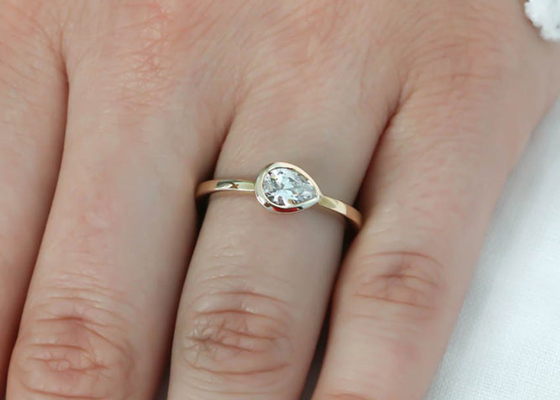 anneau de mariage de l'or 0.77ct jaune, bague de fiançailles d'ensemble d'encadrement d'ODM pour Madame