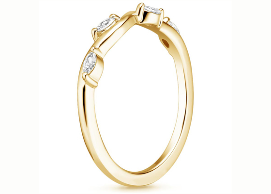 Diamant 0.40ct de enroulement de Ring With 2×4mm de bijoux d'or jaune du saule 14K