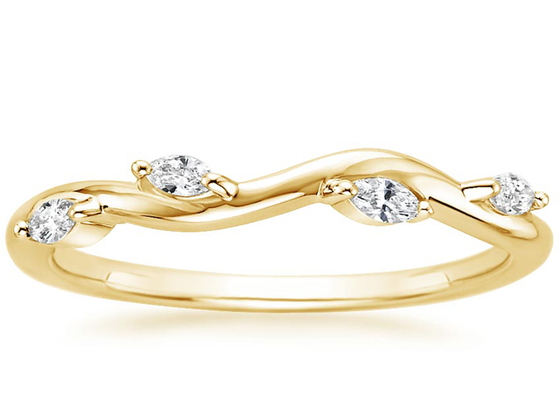 Diamant 0.40ct de enroulement de Ring With 2×4mm de bijoux d'or jaune du saule 14K