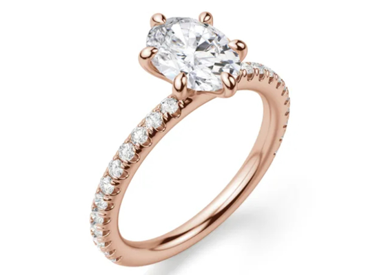 La fourche a placé le type pierre de Ring Rose Gold Material With 1.5carat 6×8mm d'argent de 9k