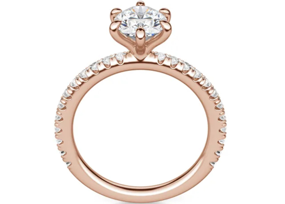 La fourche a placé le type pierre de Ring Rose Gold Material With 1.5carat 6×8mm d'argent de 9k