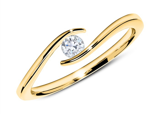 Le solitaire 14k jaunissent la coupe de série de Diamond Ring 1.5mm d'or avec le diamant 0.10ct