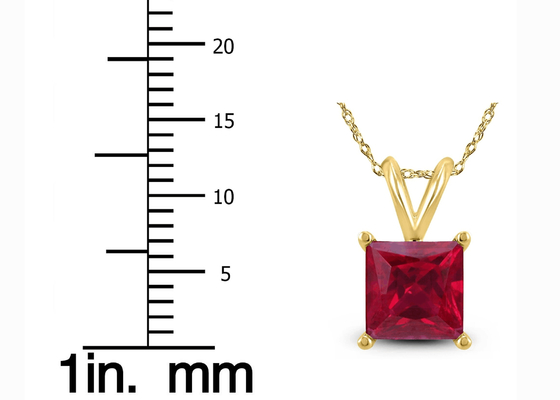 Colliers de l'or 14K de 7×7MM avec Ruby Pendant 2ct pour l'engagement
