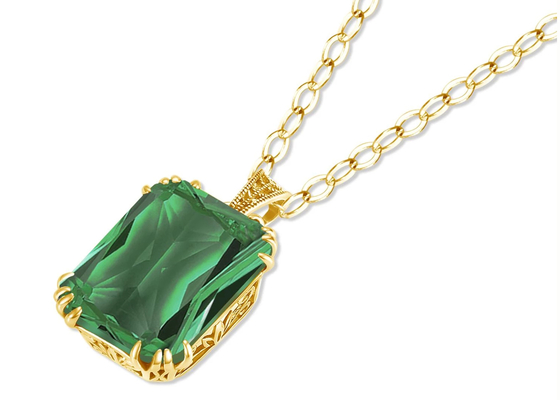 Colliers d'or du cru 14K 2.67ct 8×10mm avec Emerald Pendant naturel