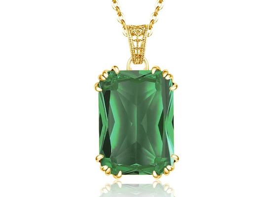 Colliers d'or du cru 14K 2.67ct 8×10mm avec Emerald Pendant naturel