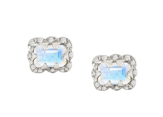 5×7MM Emerald Cut Diamond Earrings With ont arrosé le diamant pour le cadeau