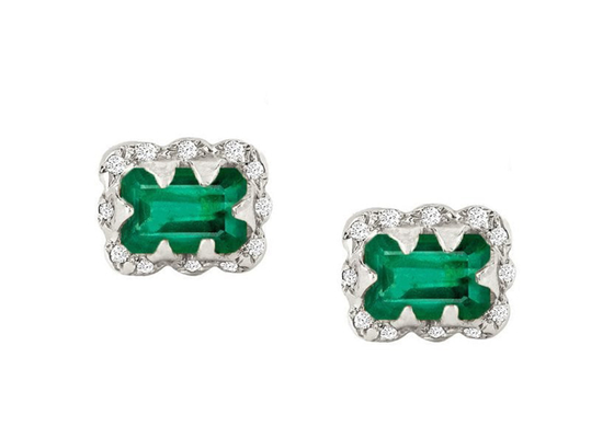 5×7MM Emerald Cut Diamond Earrings With ont arrosé le diamant pour le cadeau