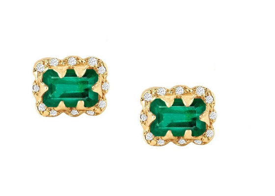 5×7MM Emerald Cut Diamond Earrings With ont arrosé le diamant pour le cadeau