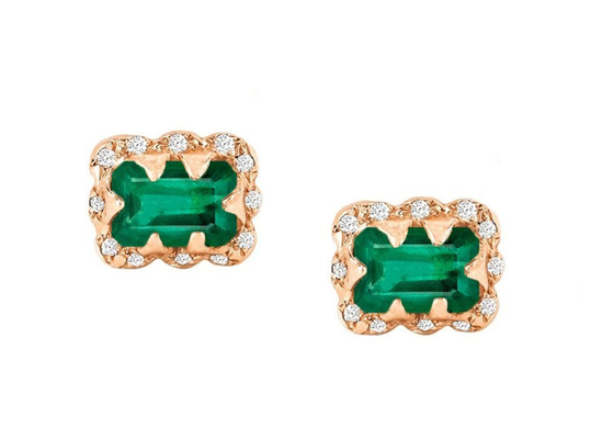 5×7MM Emerald Cut Diamond Earrings With ont arrosé le diamant pour le cadeau
