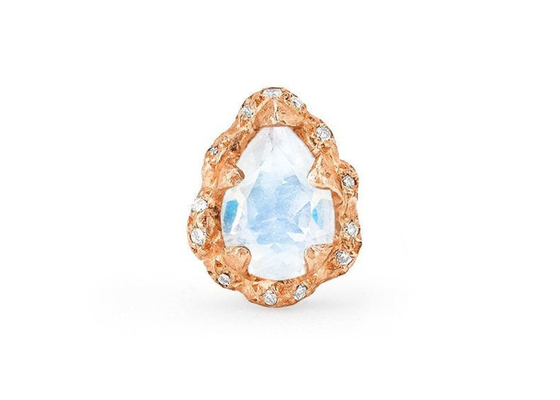La baisse de l'eau a facetté des boucles d'oreille de l'or 9K avec le vrai diamant de 6×8MM Moonstone